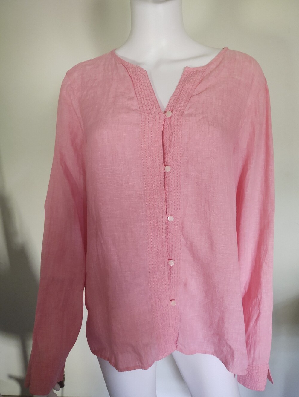 Liz Claiborne Pink Pintuck Button-Down Blouse